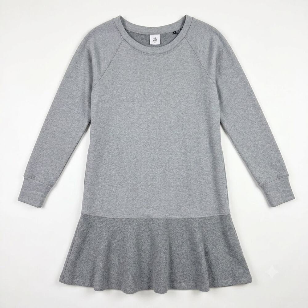 Cabi Flashdance Sweater Dress Gray French Terry Drop Waist 3459 Womens Small